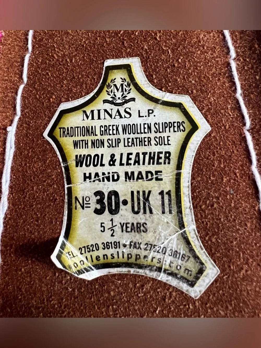 Minas Wool Greek Pom Pom Slippers Size UK 11 Youth 5 1/2 ye
